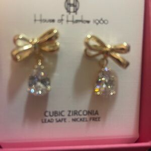House of Harlow Gold Bow Earrings